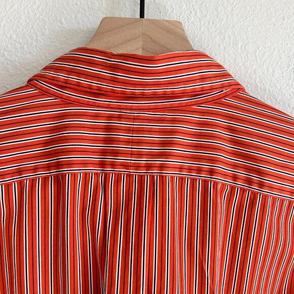 Ralph Lauren Shirt Classic Fit Orange Stripe Button Down Preppy Logo - Picture 7 of 9